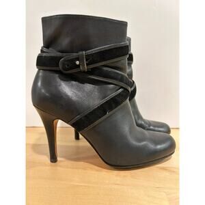 Cole Haan NikeAir Talia Black Leather Heel Ankle Boots Women's 6.5 B D36219
